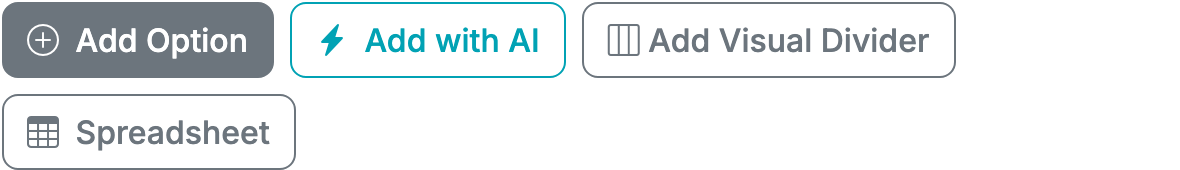 Spreadsheet button below the options list